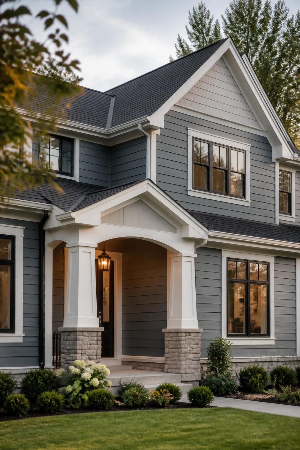 Modern home exterior with a fresh roof and clean siding details.