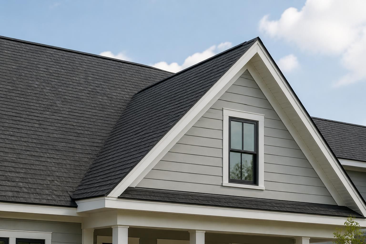 New construction home with a newly installed roof.
